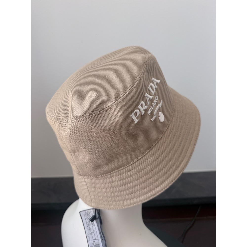 Prada 1HC137 100% cotton bucket hat with embroidered white stitch logo - Picture 2 of 9